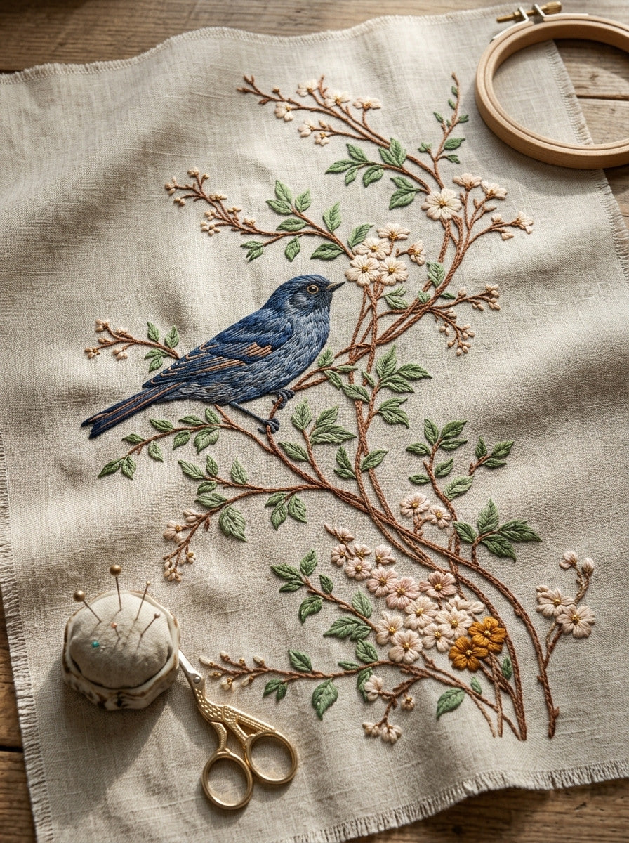 Bird And Botanical Vine Birds from Birds Embroidery Book 3, a digital embroidery design reference for machine embroidery designs, embroidery patterns and botanical and floral embroidery.