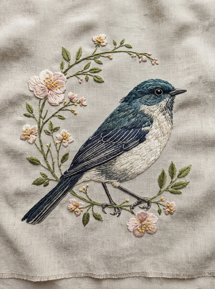 Bird And Floral Wreath Birds from Birds Embroidery Book 1, a digital embroidery design reference for machine embroidery designs, embroidery patterns and frames and monogram spaces.