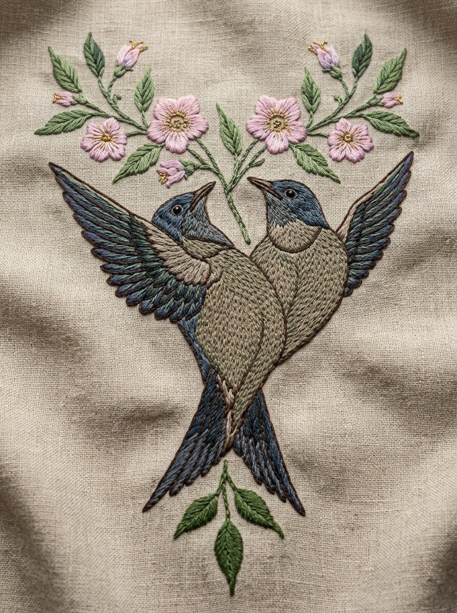 Bird Collar Accent Birds Embroidery 02 from Birds Embroidery Book 4, a digital embroidery design reference for machine embroidery designs, embroidery patterns and garment placement ideas.