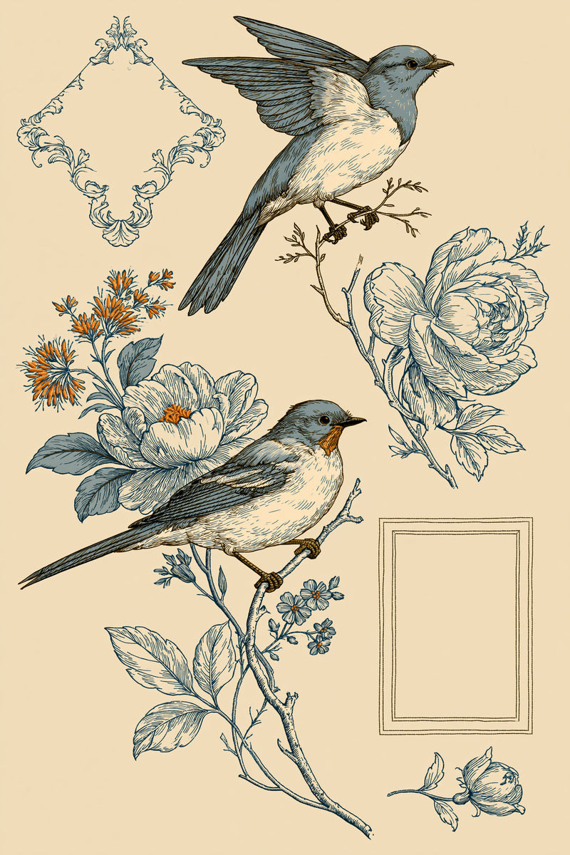 Bird Home Textile Placement Set from Birds Embroidery Book 2, a digital embroidery design reference for machine embroidery designs, embroidery patterns and lace and broderie details.