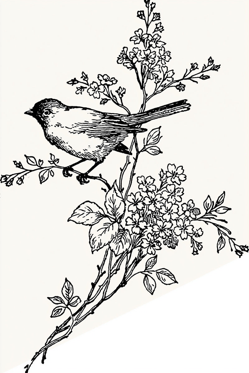 Bird Napkin Corner Motif Birds from Birds Embroidery Book 4, a digital embroidery design reference for machine embroidery designs, embroidery patterns and corner embroidery.