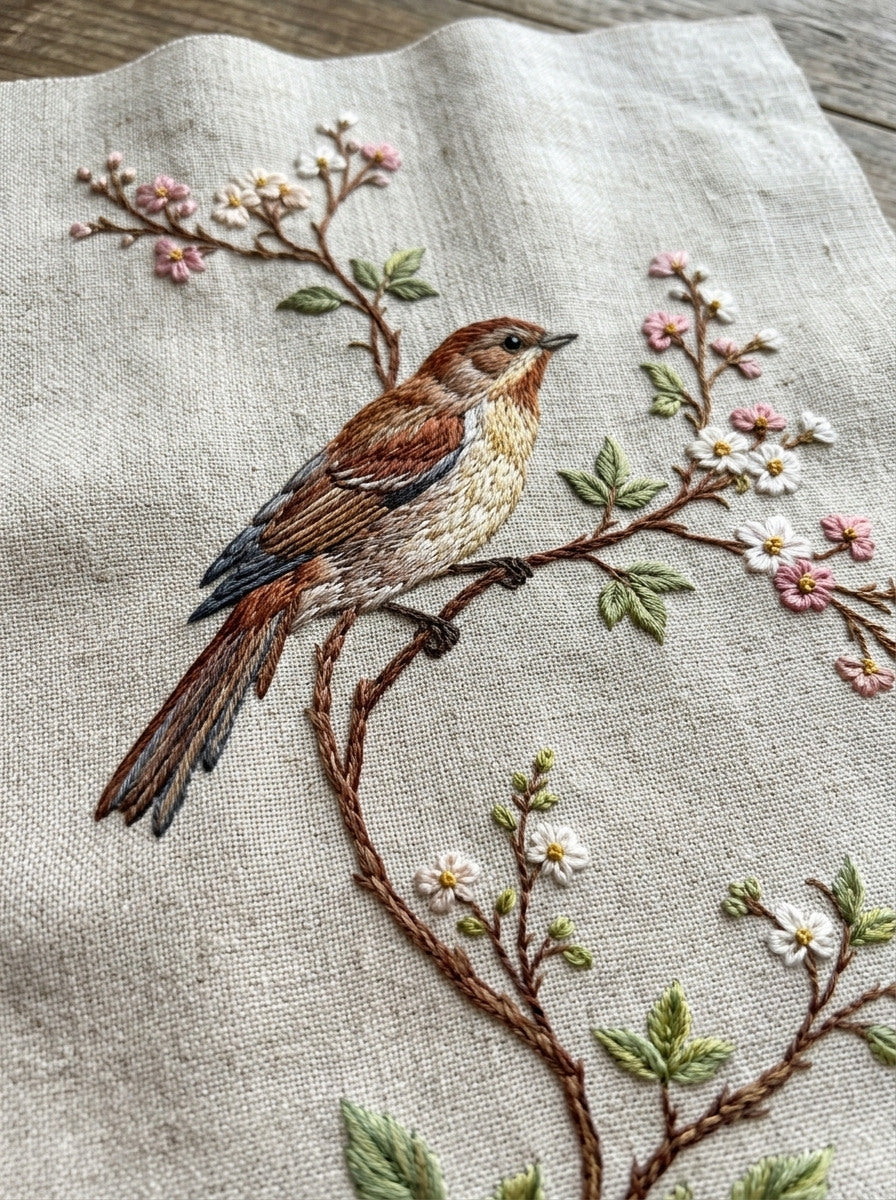 Bird Napkin Corner Motif Birds from Birds Embroidery Book 3, a digital embroidery design reference for machine embroidery designs, embroidery patterns and corner embroidery.