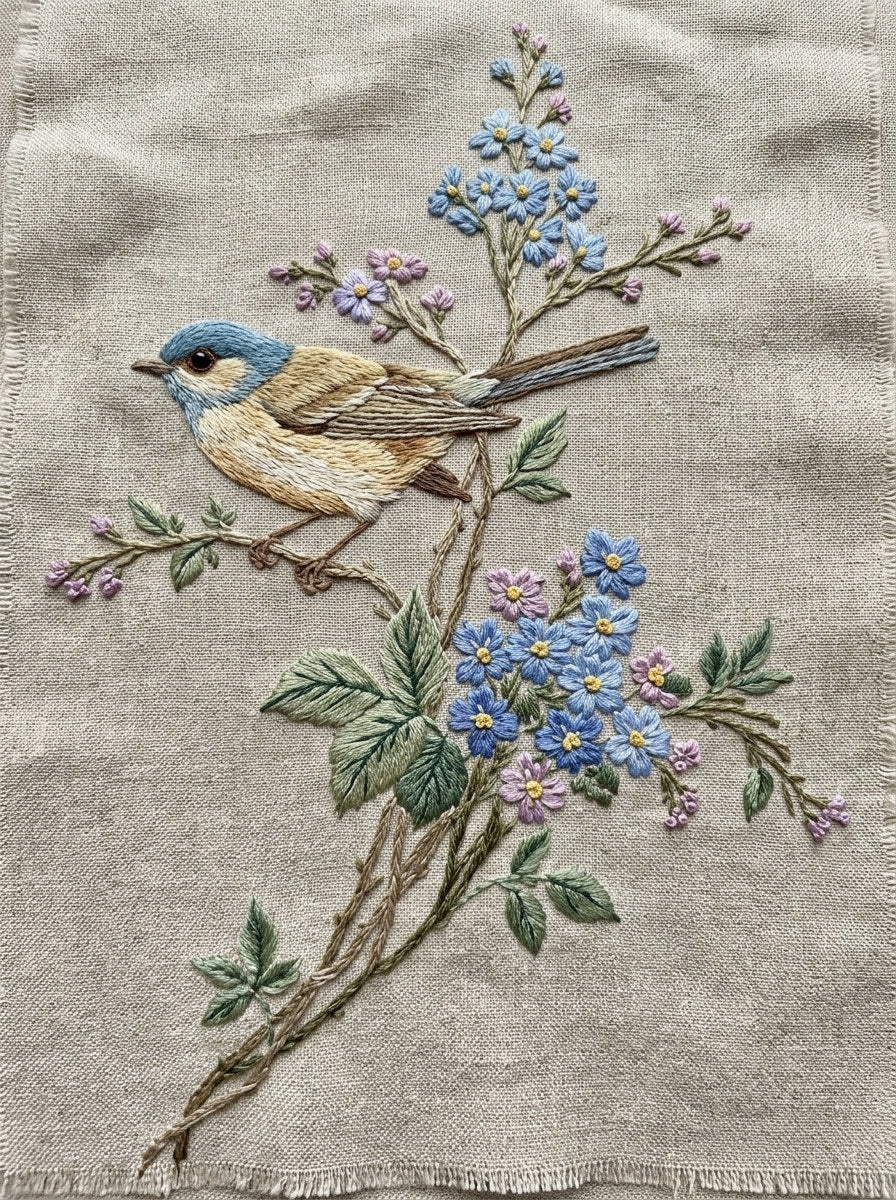 Bird Napkin Corner Motif Birds from Birds Embroidery Book 4, a digital embroidery design reference for machine embroidery designs, embroidery patterns and corner embroidery.