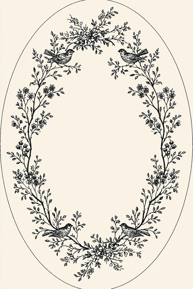 Bird Oval Monogram Frame Birds from Birds Embroidery Book 4, a digital embroidery design reference for machine embroidery designs, embroidery patterns and frames and monogram spaces.