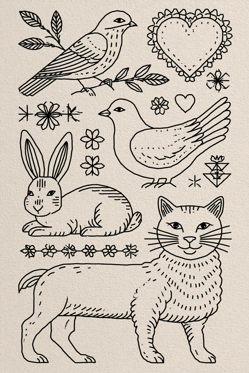 Birds Animals Hearts And Simple 02 from Backstitch & Outline Designs Book 3, a digital embroidery design reference for machine embroidery designs, embroidery patterns and embroidery design reference.