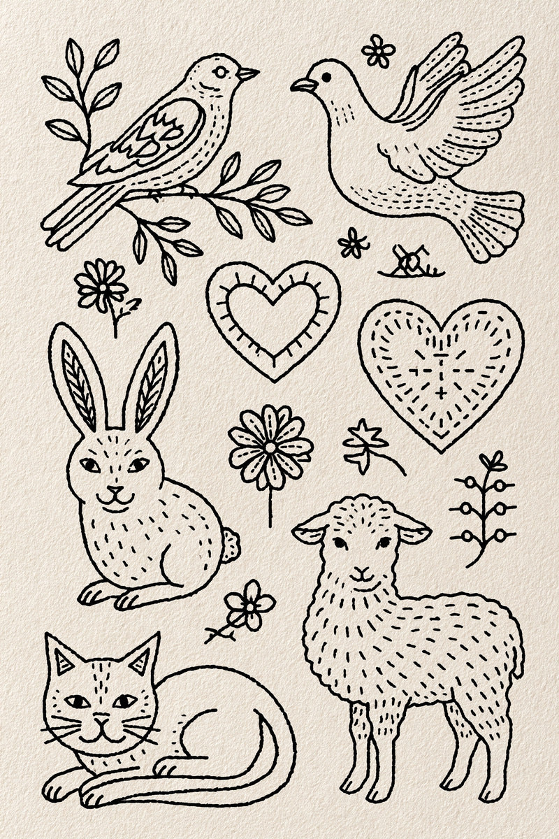 Birds Animals Hearts And Simple from Backstitch & Outline Designs Book 2, a digital embroidery design reference for machine embroidery designs, embroidery patterns and embroidery design reference.
