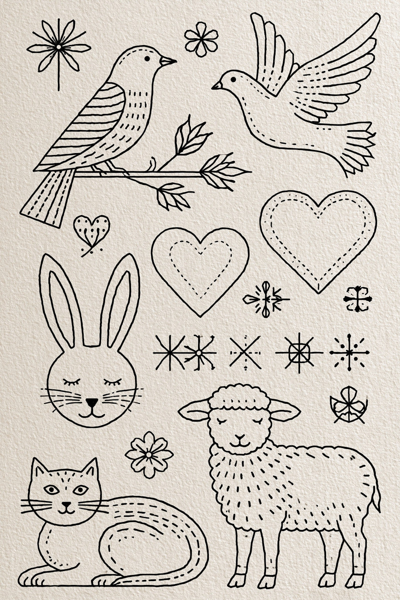 Birds Animals Hearts And Simple from Backstitch & Outline Designs Book 3, a digital embroidery design reference for machine embroidery designs, embroidery patterns and embroidery design reference.