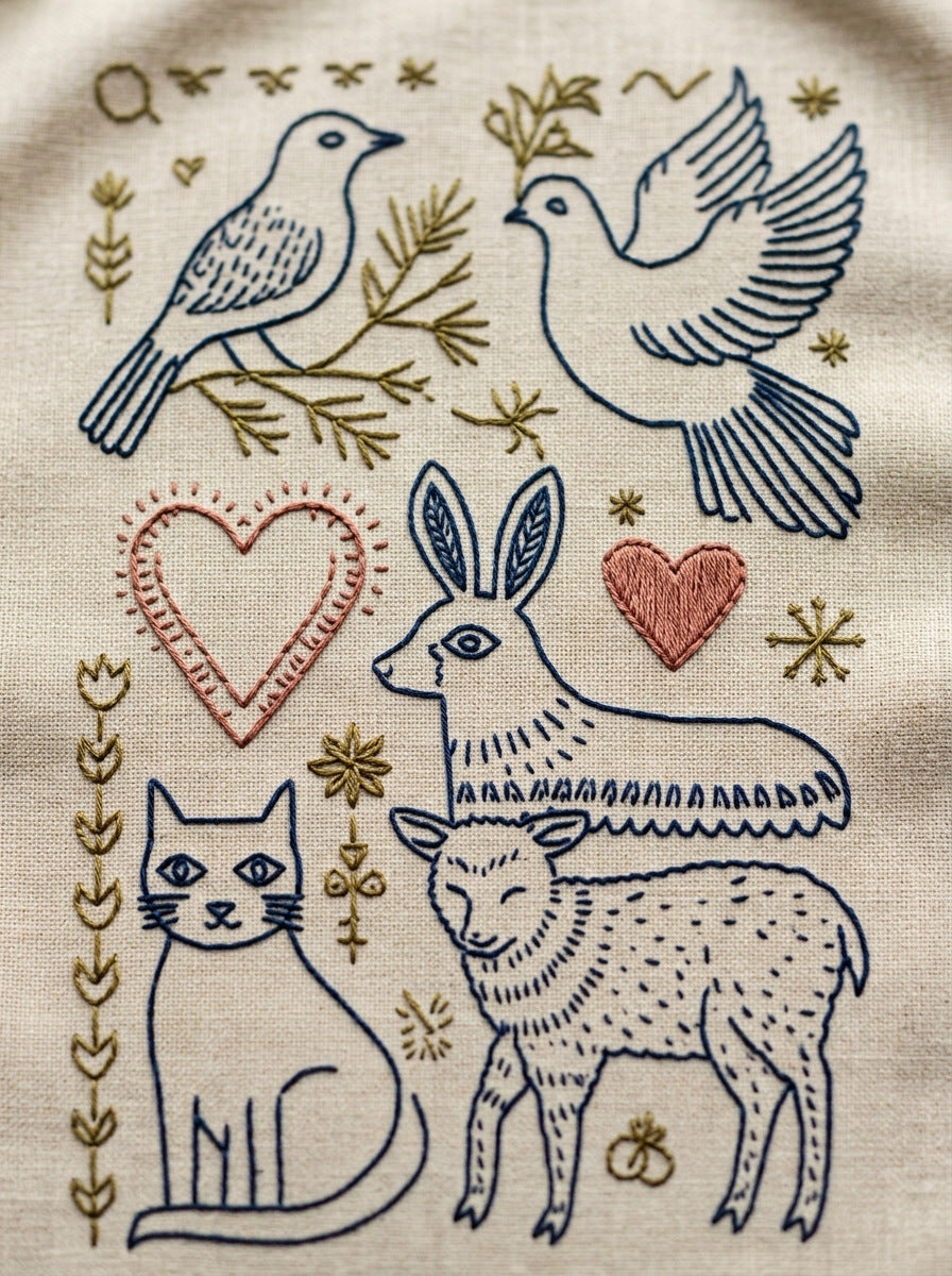 Birds Animals Hearts And Simple from Backstitch & Outline Designs Book 1, a digital embroidery design reference for machine embroidery designs, embroidery patterns and embroidery design reference.