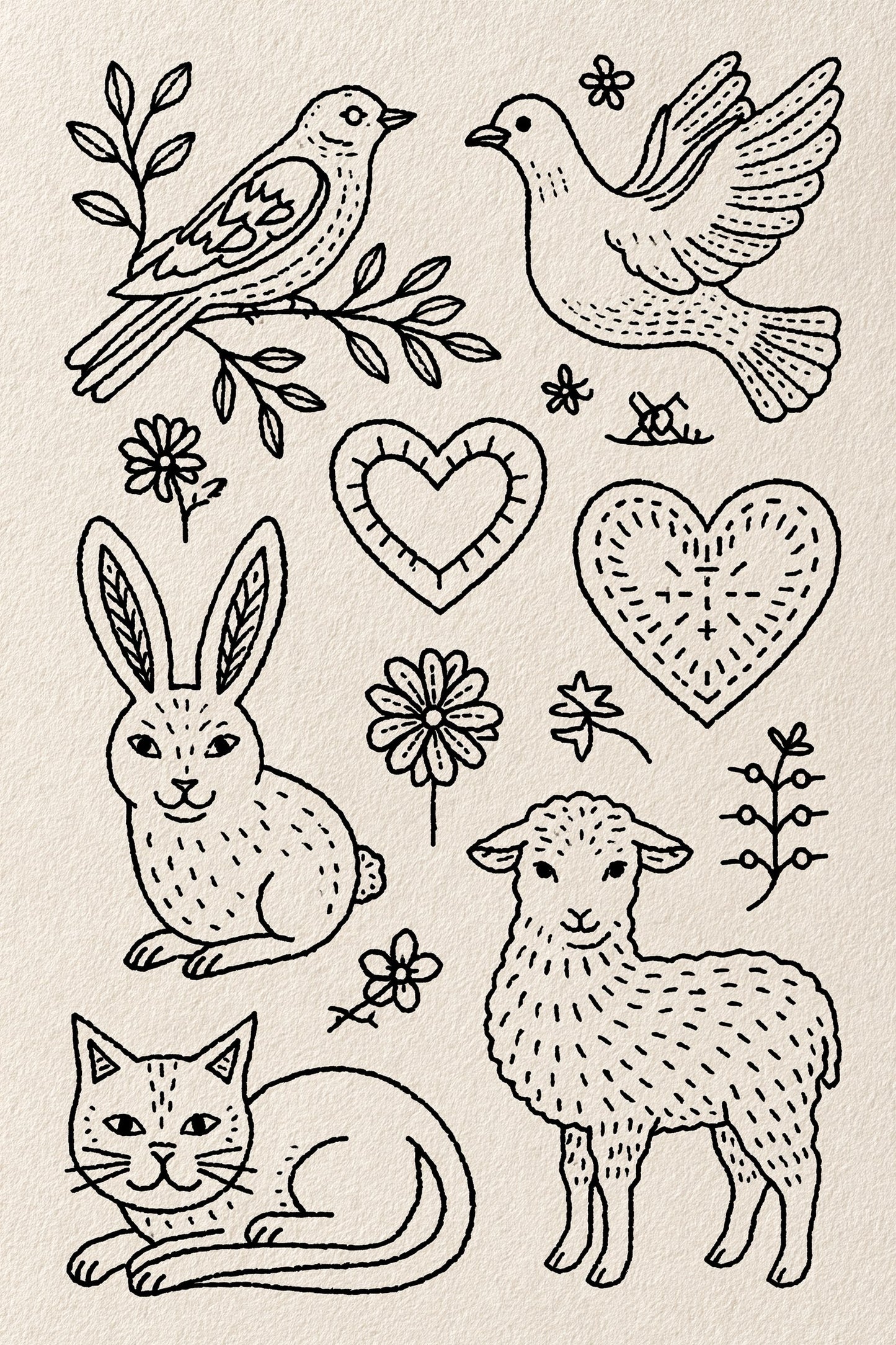 Digital PDF embroidery design bundle cover preview for Monochrome Stitch Language Bundle 2, featuring curated embroidery patterns, motif library references and textile design… - preview 17