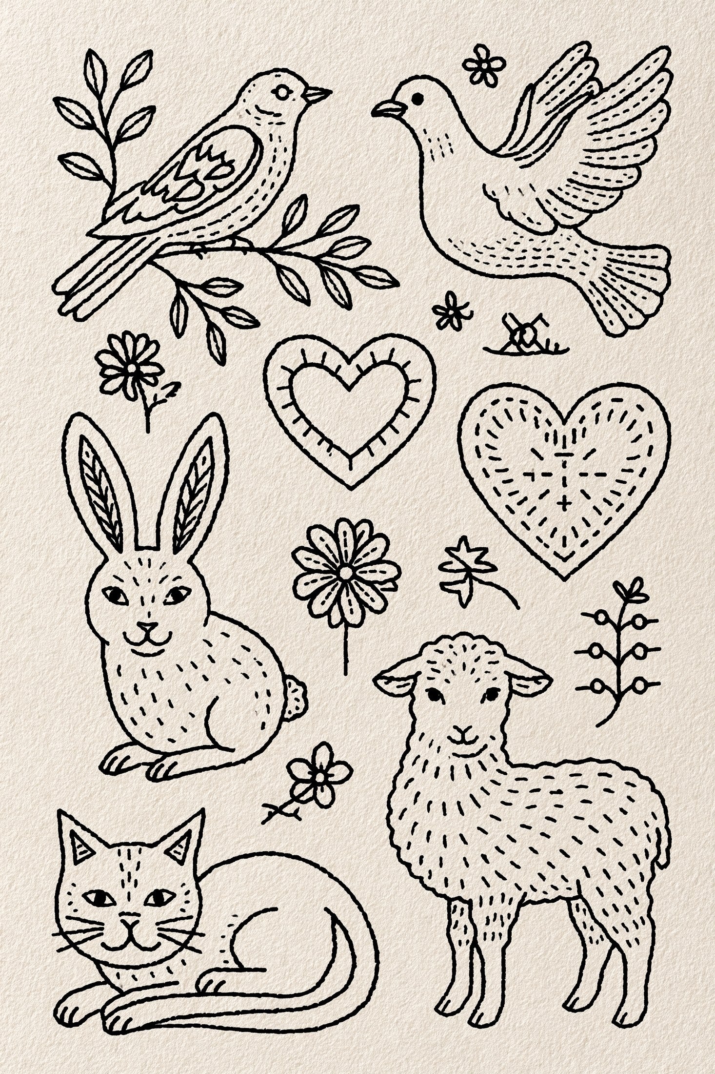 Digital PDF embroidery design bundle cover preview for Monochrome Stitch Language Bundle 2, featuring curated embroidery patterns, motif library references and textile design… - preview 17