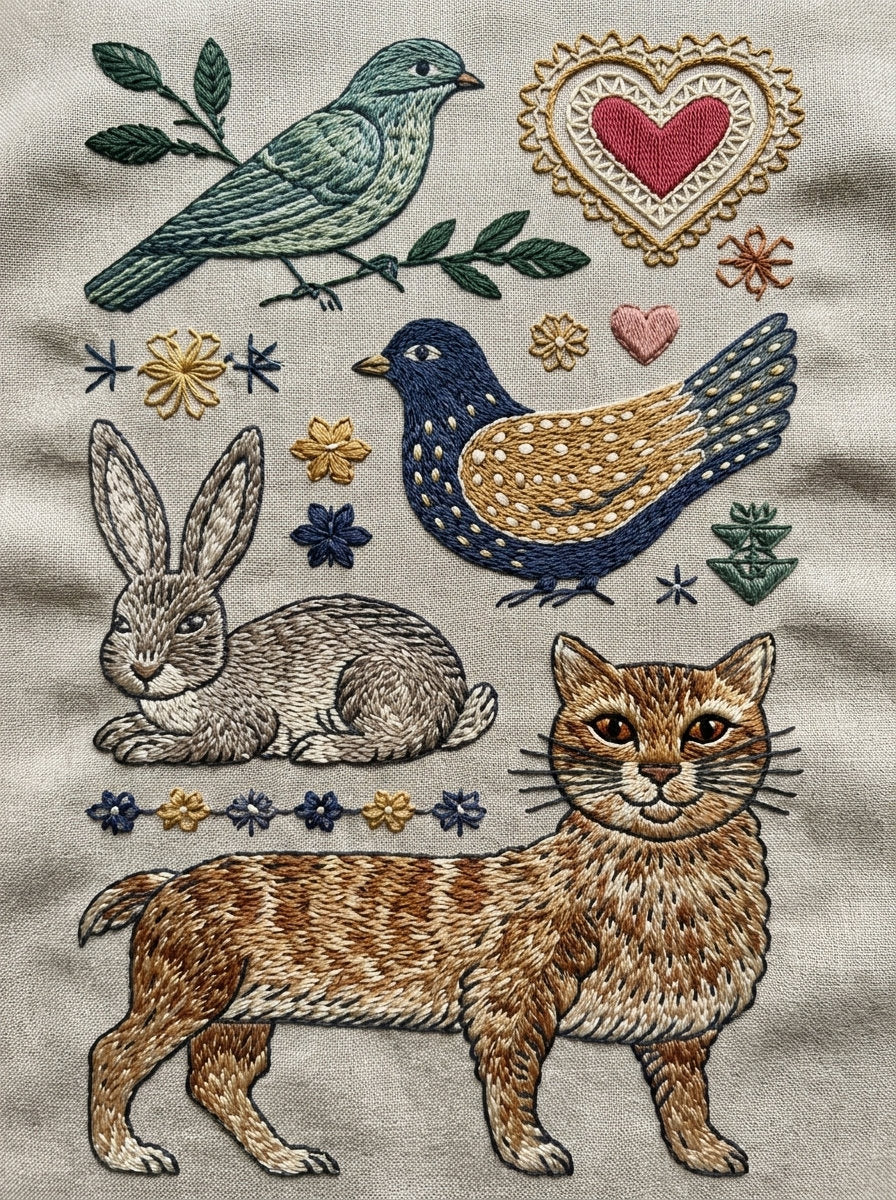 Birds Animals Hearts And Simple from Backstitch & Outline Designs Book 3, a digital embroidery design reference for machine embroidery designs, embroidery patterns and embroidery design reference.