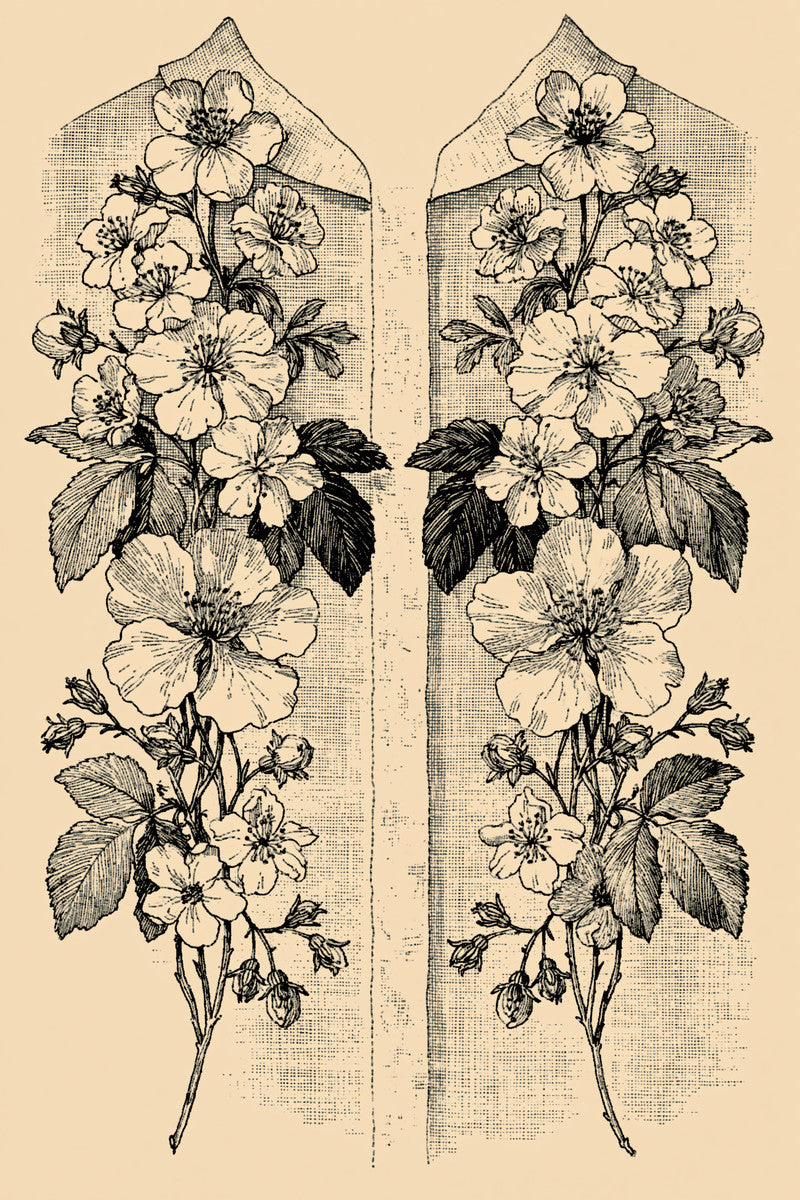 Blouse Front Twin Floral Panels from Jacket Backs & Shirt Fronts Embroidery Book 3, a digital embroidery design reference for machine embroidery designs, embroidery patterns and garment placement ideas.