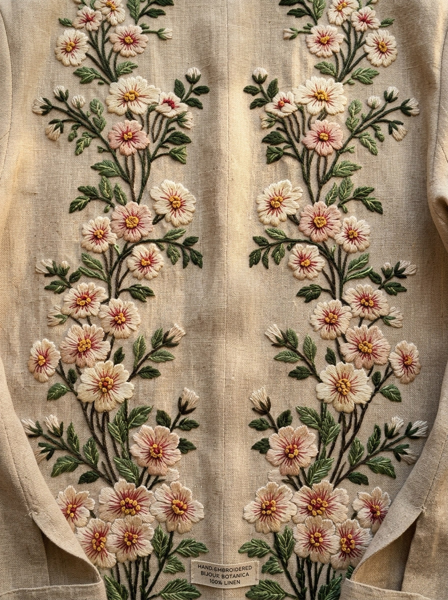 Blouse Front Twin Floral Panels from Jacket Backs & Shirt Fronts Embroidery Book 4, a digital embroidery design reference for machine embroidery designs, embroidery patterns and garment placement ideas.