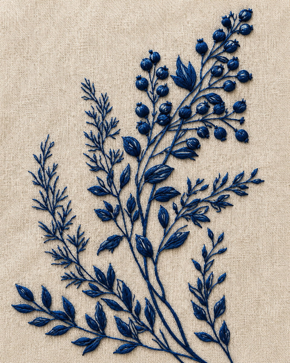 Bluework Kitchen Motif 02 from Napkins, Table Runners & Kitchen Linens Book 1, a digital embroidery design reference for machine embroidery designs, embroidery patterns and border and edge embroidery.