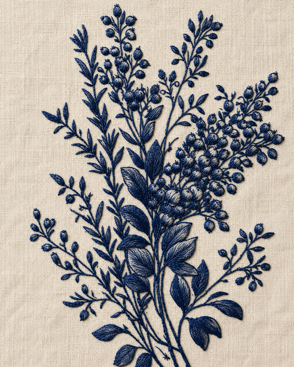 Bluework Kitchen Motif 02 from Napkins, Table Runners & Kitchen Linens Book 2, a digital embroidery design reference for machine embroidery designs, embroidery patterns and border and edge embroidery.