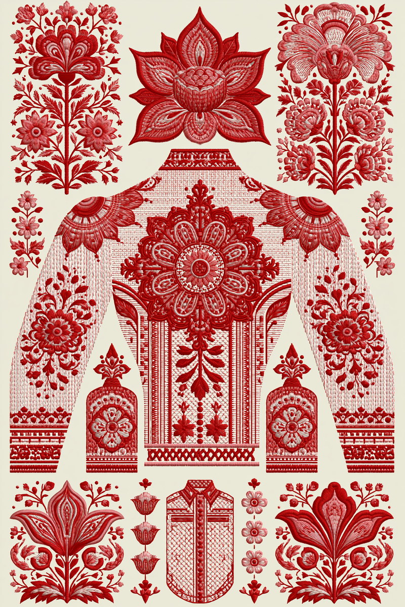 Boho Classic And Ornamental Fashion 02 from Jacket Backs & Shirt Fronts Embroidery Book 3, a digital embroidery design reference for machine embroidery designs, embroidery patterns and garment placement ideas.