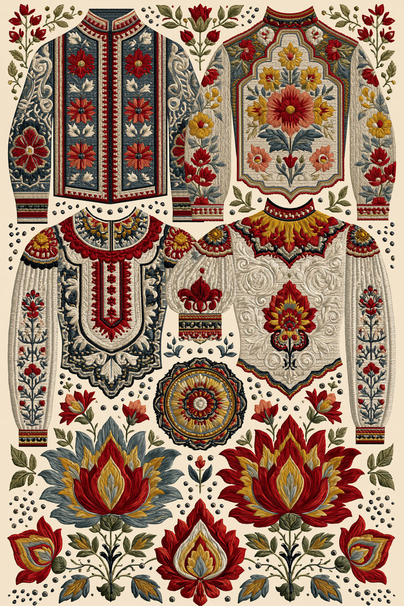 Boho Classic And Ornamental Fashion from Jacket Backs & Shirt Fronts Embroidery Book 1, a digital embroidery design reference for machine embroidery designs, embroidery patterns and garment placement ideas.