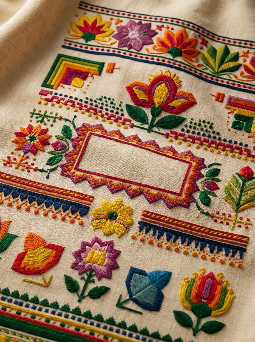 Bold Border And Colorwork Frame from Modern Colorwork Embroidery Book 2, a digital embroidery design reference for machine embroidery designs, embroidery patterns and border and edge embroidery.