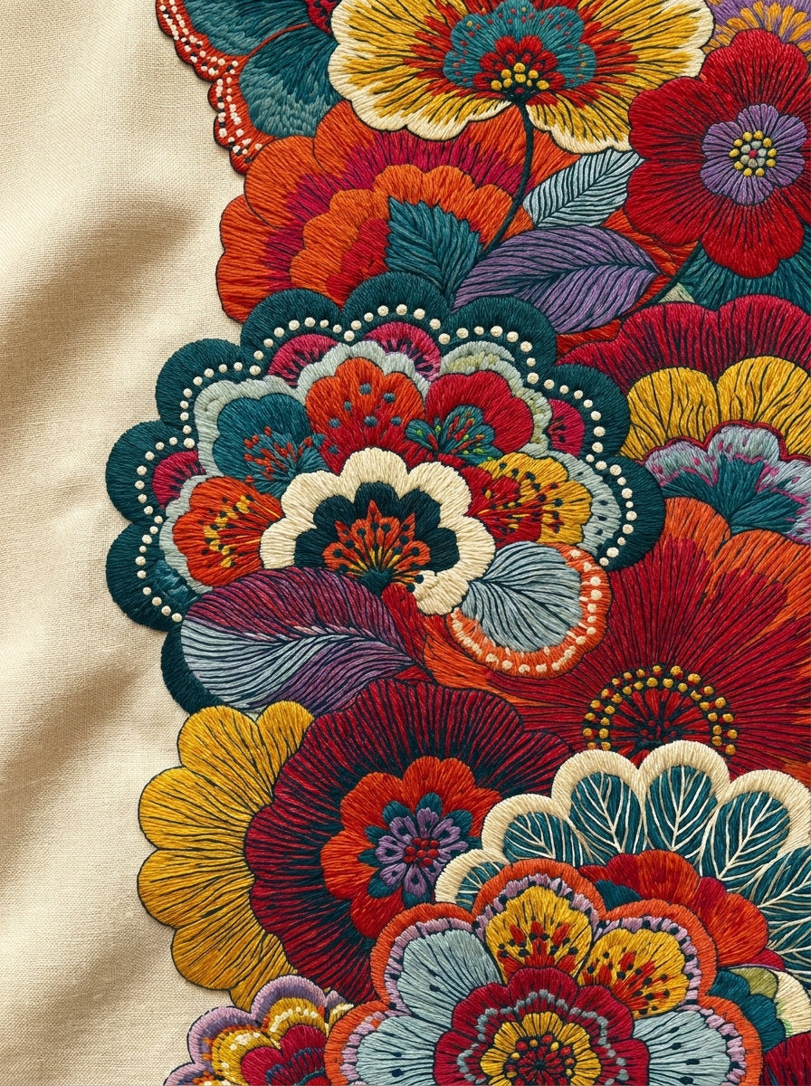 Bold Colorwork Scalloped Border Modern from Modern Colorwork Embroidery Book 4, a digital embroidery design reference for machine embroidery designs, embroidery patterns and border and edge embroidery.