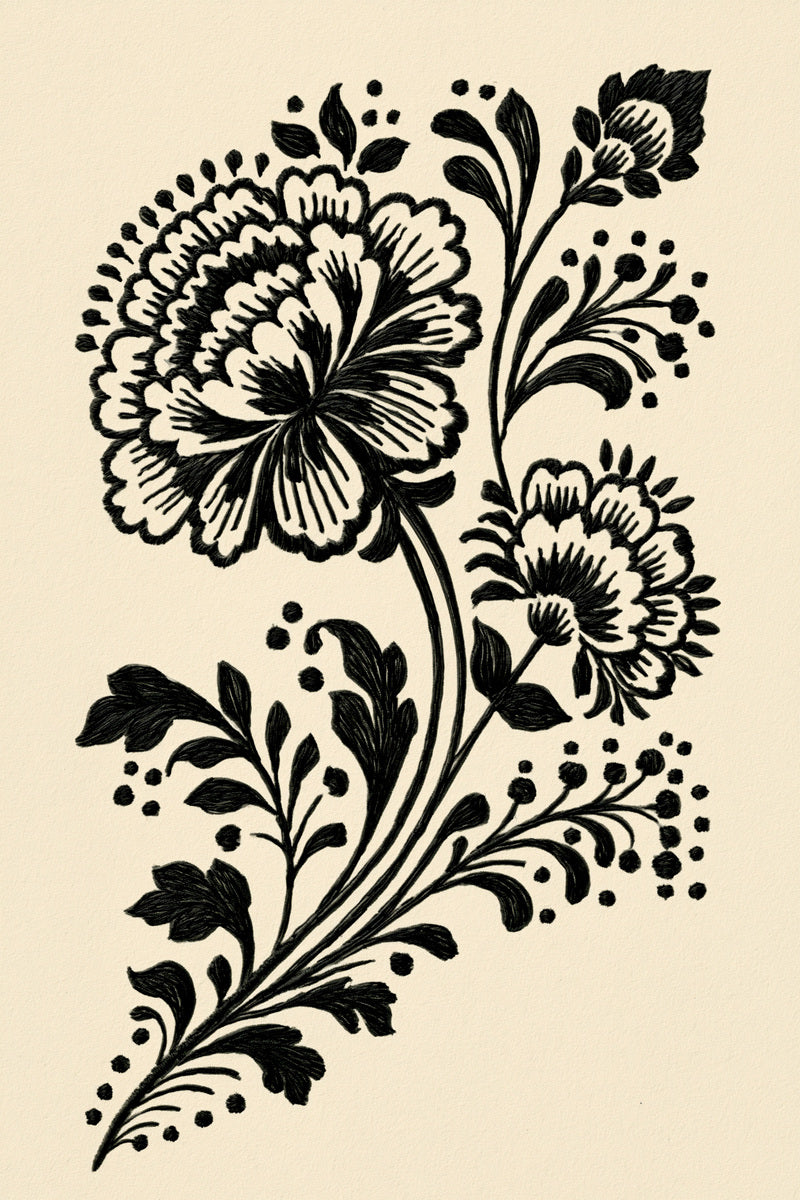 Bold Floral Corner Motif from Hungarian & Slavic Embroidery Motifs Book 2, a digital embroidery design reference for machine embroidery designs, embroidery patterns and corner embroidery.