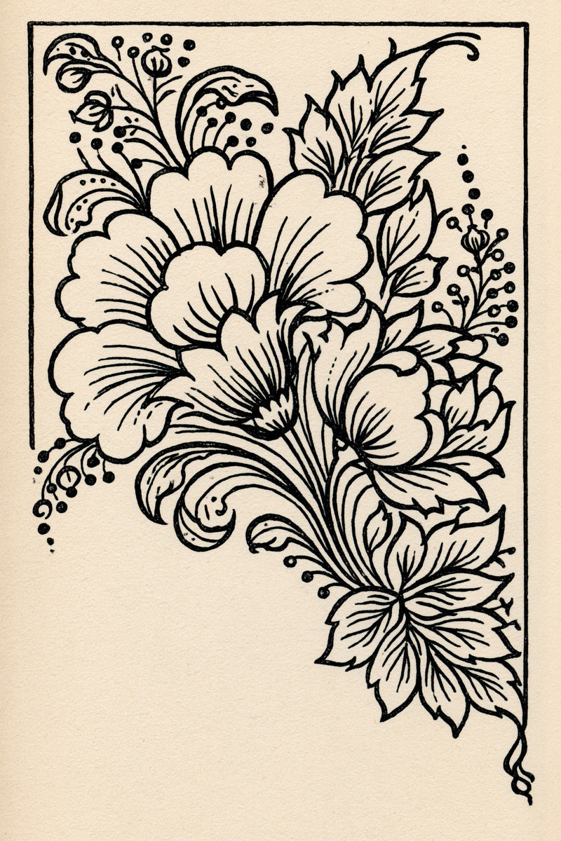 Bold Floral Corner Motif from Hungarian & Slavic Embroidery Motifs Book 4, a digital embroidery design reference for machine embroidery designs, embroidery patterns and corner embroidery.