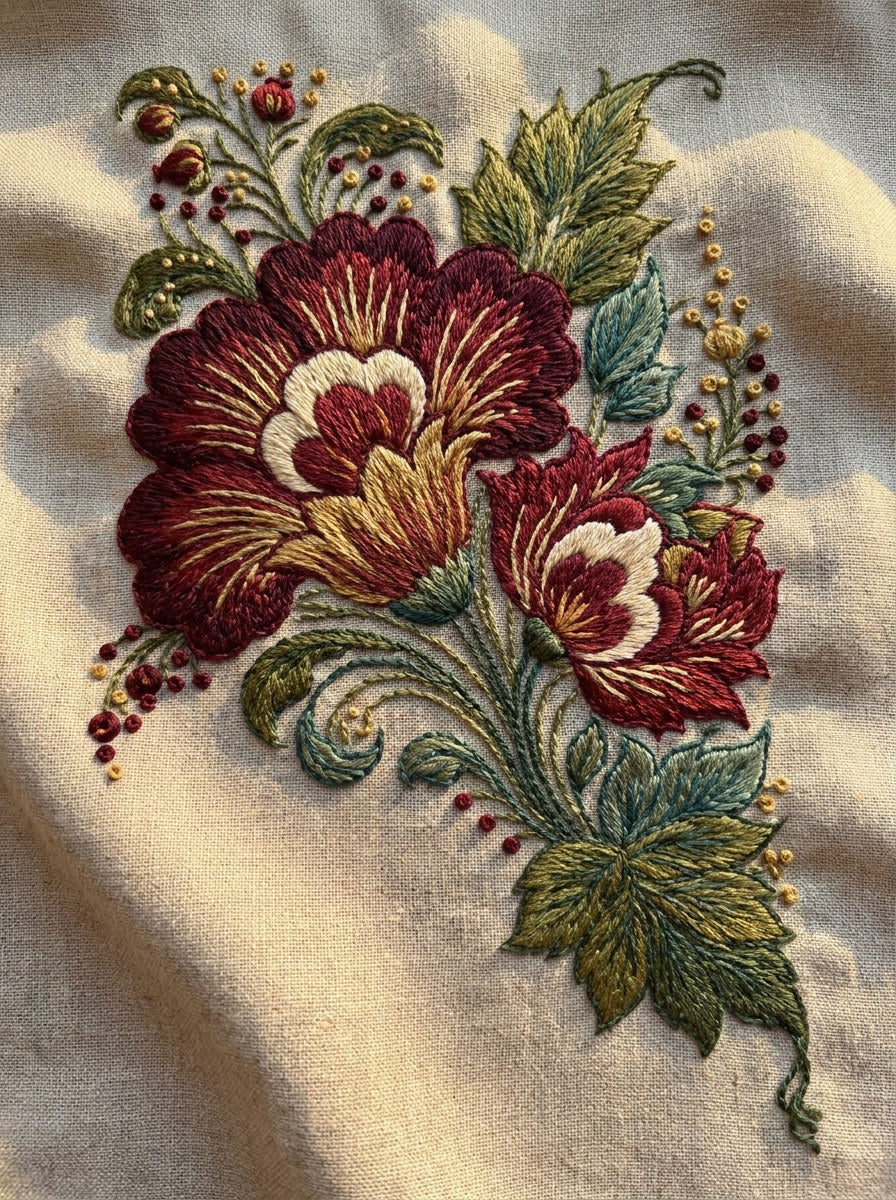 Bold Floral Corner Motif from Hungarian & Slavic Embroidery Motifs Book 4, a digital embroidery design reference for machine embroidery designs, embroidery patterns and corner embroidery.