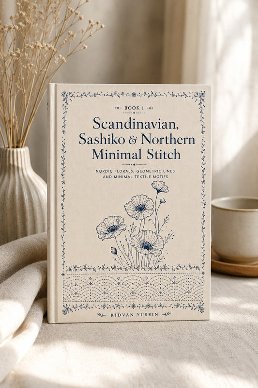 Scandinavian, Sashiko & Northern Minimal Stitch Book 16 Product Book 1 digital PDF embroidery design book - main cover / hero image 2