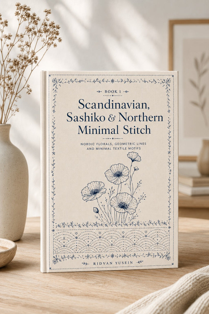 Scandinavian, Sashiko & Northern Minimal Stitch Book 16 Product Book 1 digital PDF embroidery design book - main cover / hero image 3