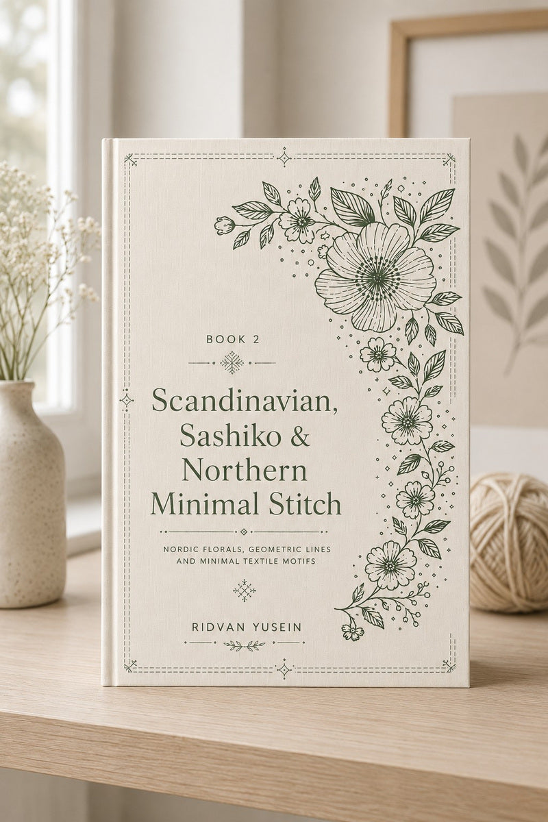 Scandinavian, Sashiko & Northern Minimal Stitch Book 16 Product Book 2 digital PDF embroidery design book - main cover / hero image 2