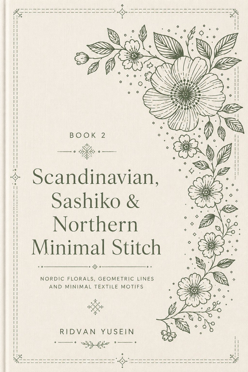 Scandinavian, Sashiko & Northern Minimal Stitch Book 16 Product Book 2 digital PDF embroidery design book - main cover / hero image 3
