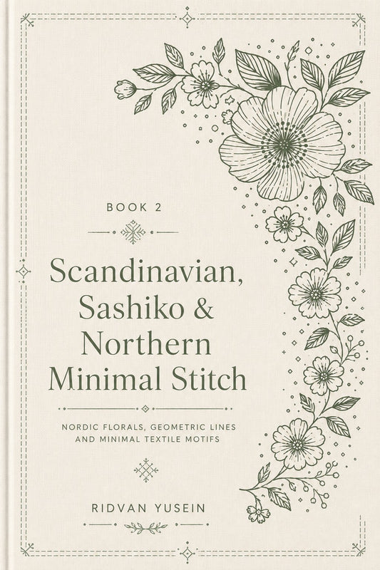 Scandinavian, Sashiko & Northern Minimal Stitch Book 16 Product Book 2 digital PDF embroidery design book - main cover / hero image 3
