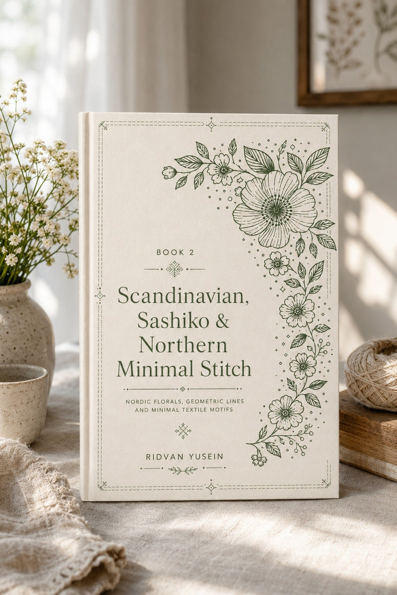 Scandinavian, Sashiko & Northern Minimal Stitch Book 16 Product Book 2 digital PDF embroidery design book - main cover / hero image 1