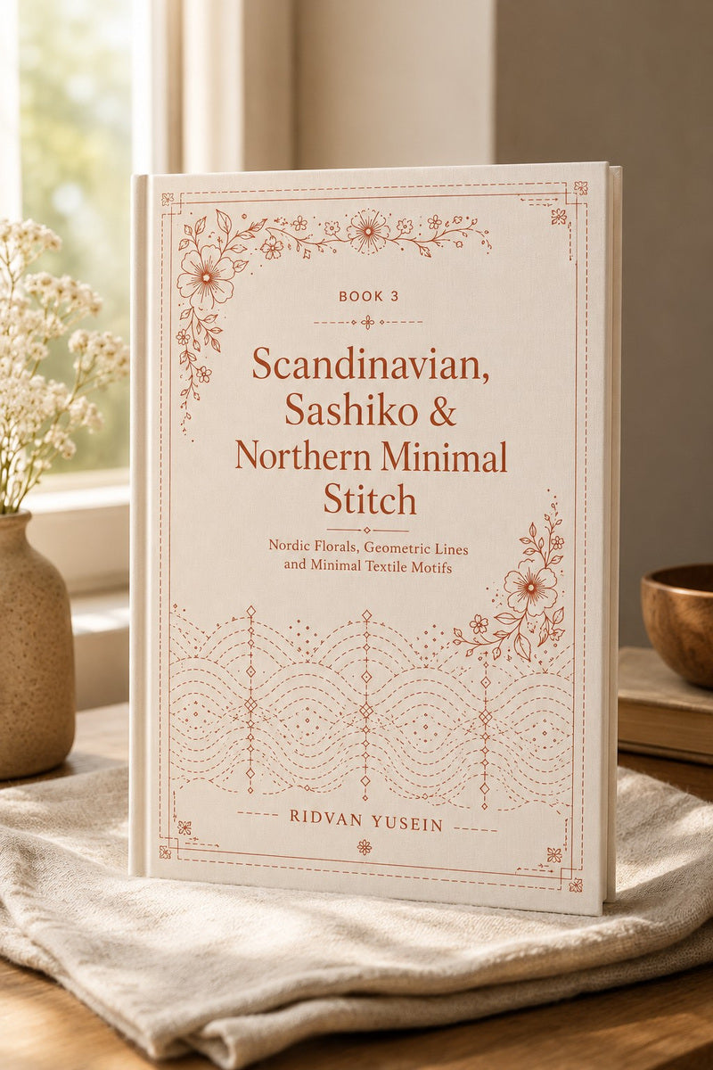Scandinavian, Sashiko & Northern Minimal Stitch Book 16 Product Book 3 digital PDF embroidery design book - main cover / hero image 2
