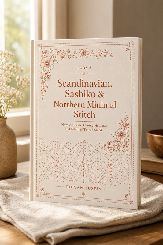 Scandinavian, Sashiko & Northern Minimal Stitch Book 16 Product Book 3 digital PDF embroidery design book - main cover / hero image 2
