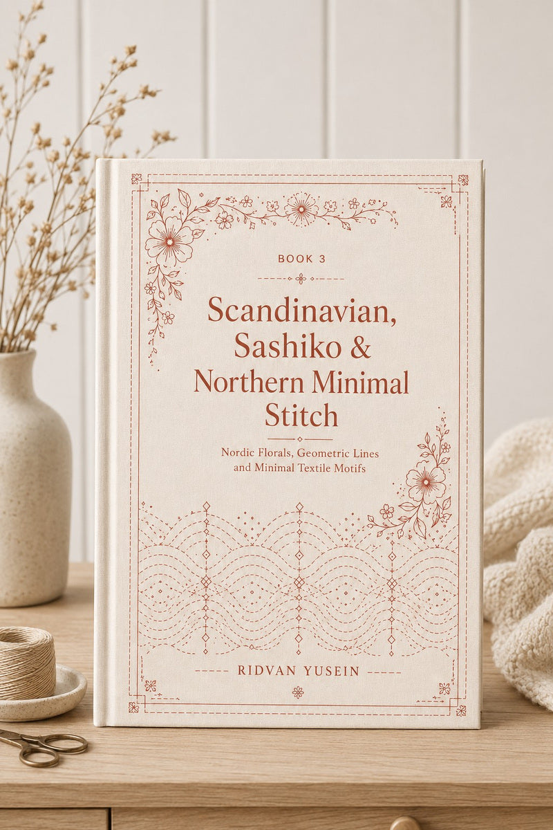 Scandinavian, Sashiko & Northern Minimal Stitch Book 16 Product Book 3 digital PDF embroidery design book - main cover / hero image 3