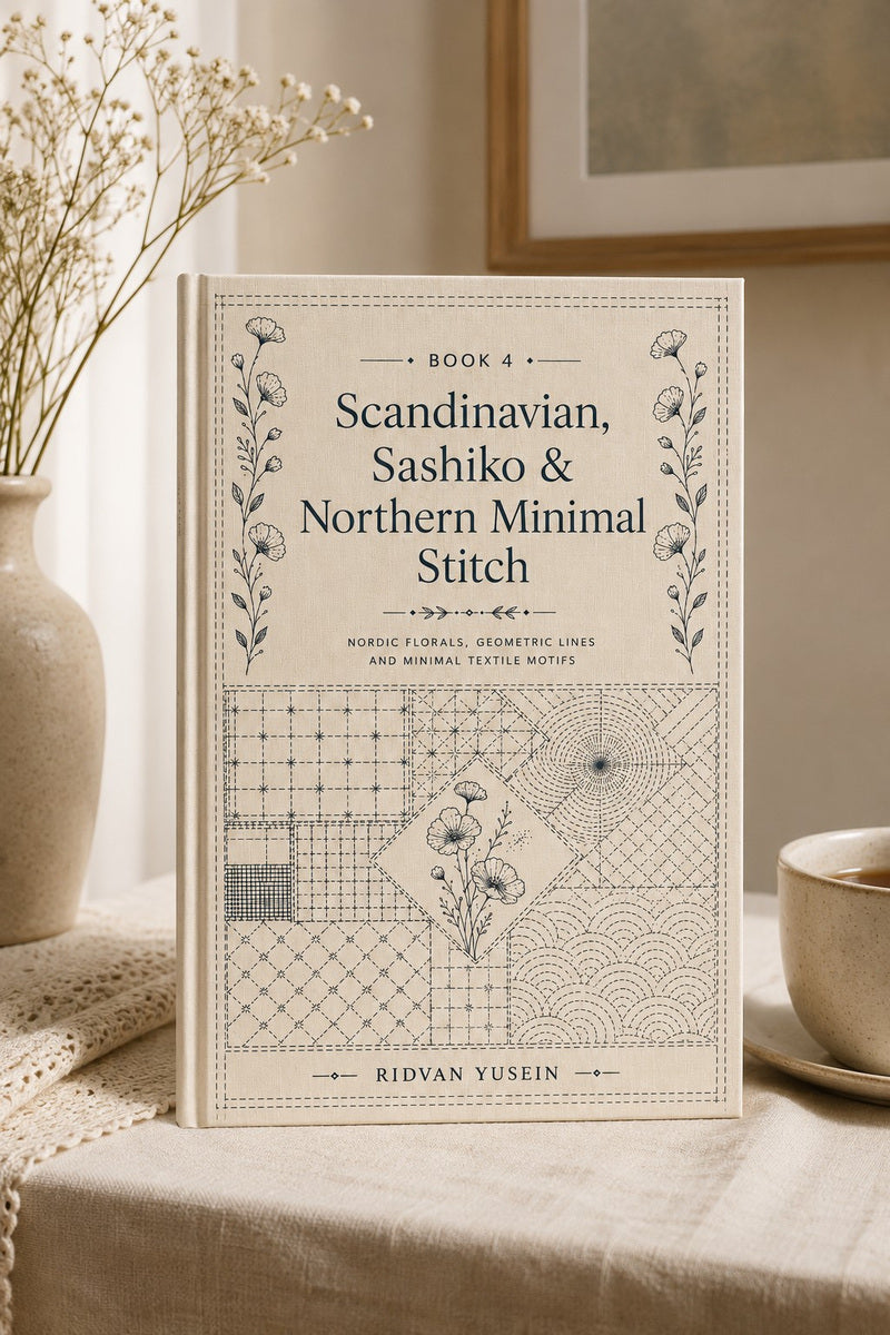 Scandinavian, Sashiko & Northern Minimal Stitch Book 16 Product Book 4 digital PDF embroidery design book - main cover / hero image 2