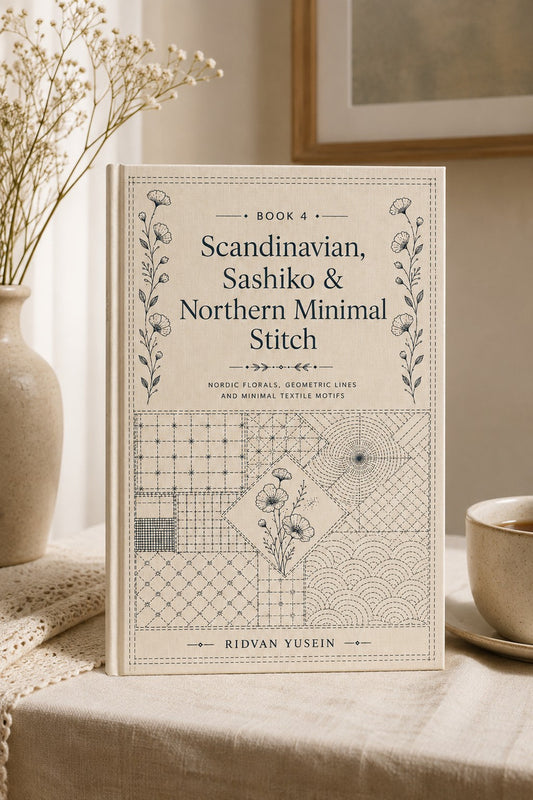 Scandinavian, Sashiko & Northern Minimal Stitch Book 16 Product Book 4 digital PDF embroidery design book - main cover / hero image 2