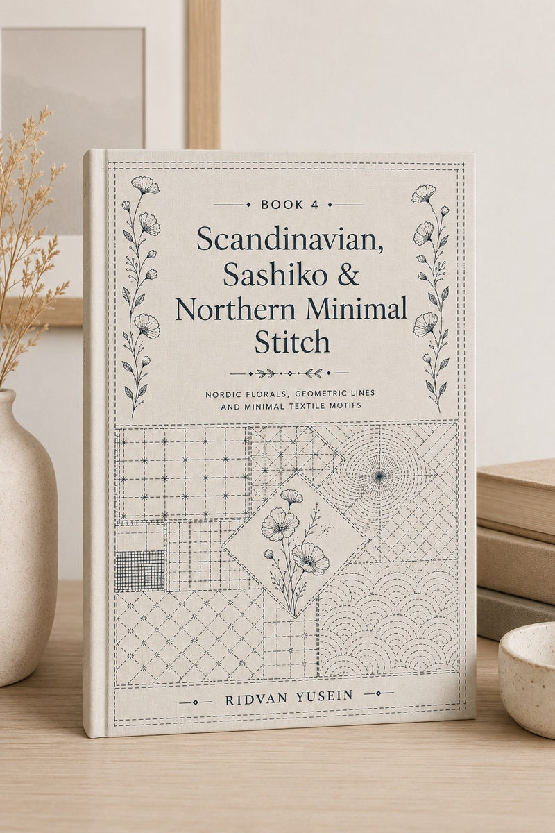 Scandinavian, Sashiko & Northern Minimal Stitch Book 16 Product Book 4 digital PDF embroidery design book - main cover / hero image 3