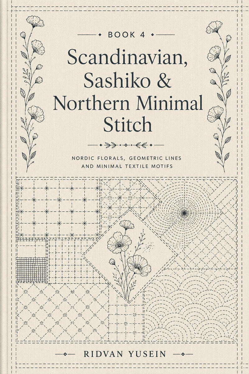 Scandinavian, Sashiko & Northern Minimal Stitch Book 16 Product Book 4 digital PDF embroidery design book - main cover / hero image 1