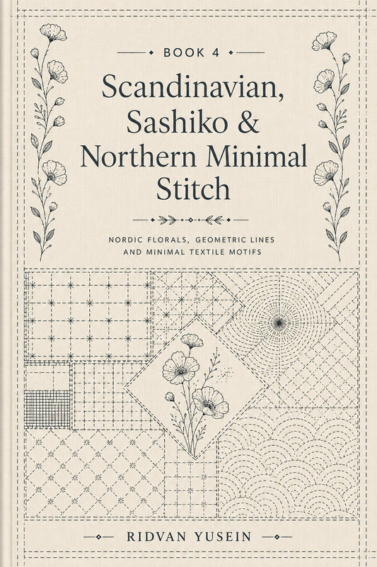 Scandinavian, Sashiko & Northern Minimal Stitch Book 16 Product Book 4 digital PDF embroidery design book - main cover / hero image 1