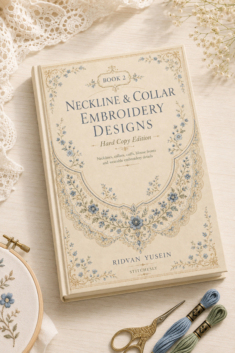 Book 8 Neckline And Collar Embroidery Designs 2 Book 02 from Neckline & Collar Embroidery Designs Book 2, a digital embroidery design reference for machine embroidery designs, embroidery patterns and garment placement ideas.