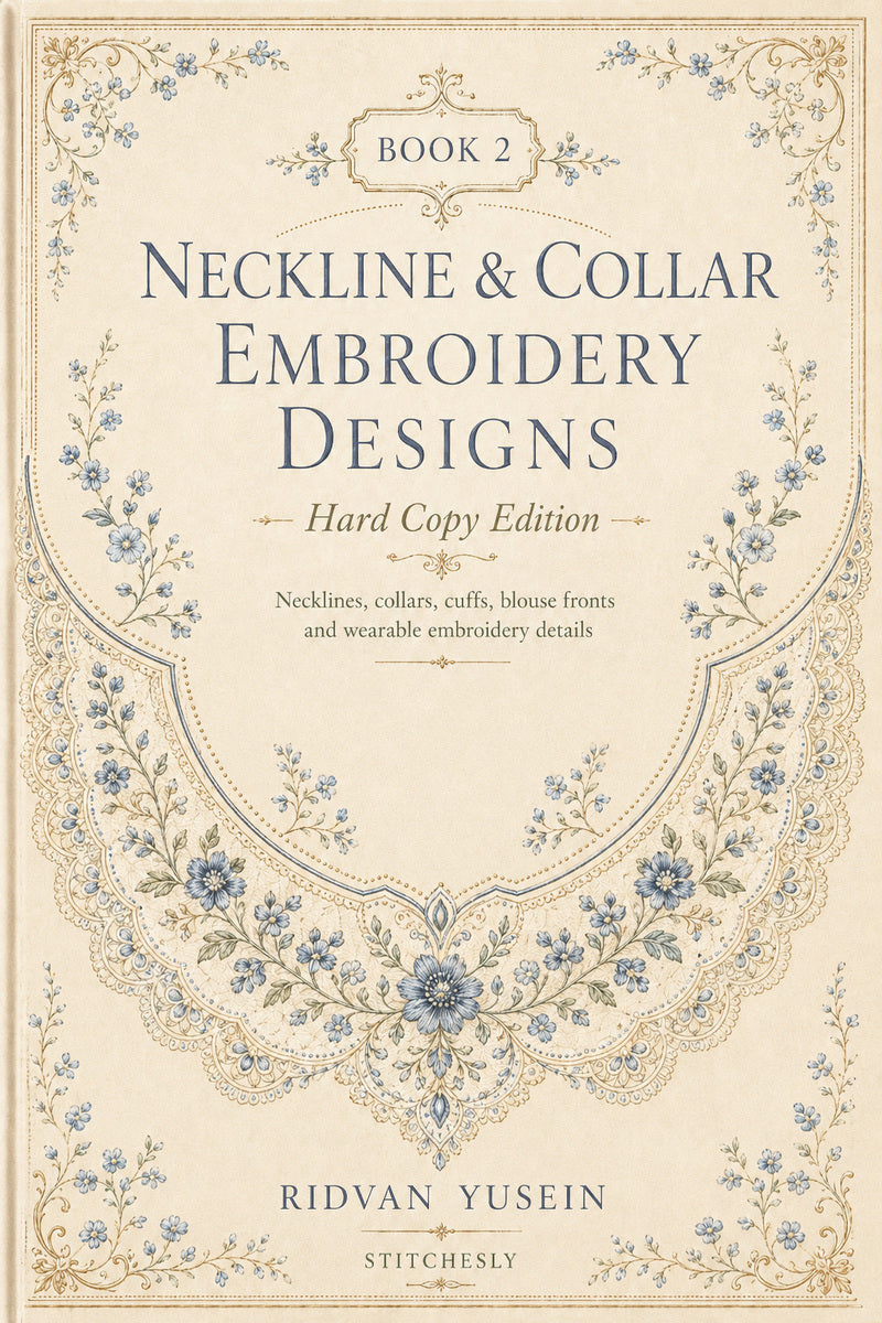 Book 8 Neckline And Collar Embroidery Designs 2 Book from Neckline & Collar Embroidery Designs Book 2, a digital embroidery design reference for machine embroidery designs, embroidery patterns and garment placement ideas.