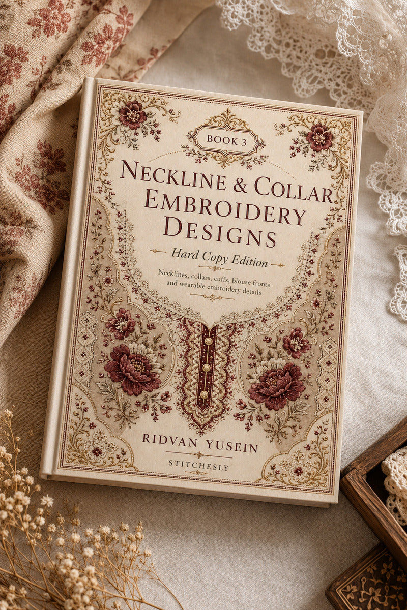 Book 8 Neckline And Collar Embroidery Designs 3 Book from Neckline & Collar Embroidery Designs Book 3, a digital embroidery design reference for machine embroidery designs, embroidery patterns and garment placement ideas.