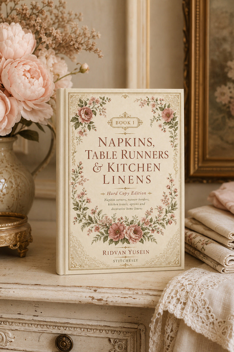 Book 9 Napkins Table Runners And Kitchen Linens 1 Book 03 from Napkins, Table Runners & Kitchen Linens Book 1, a digital embroidery design reference for machine embroidery designs, embroidery patterns and border and edge embroidery.