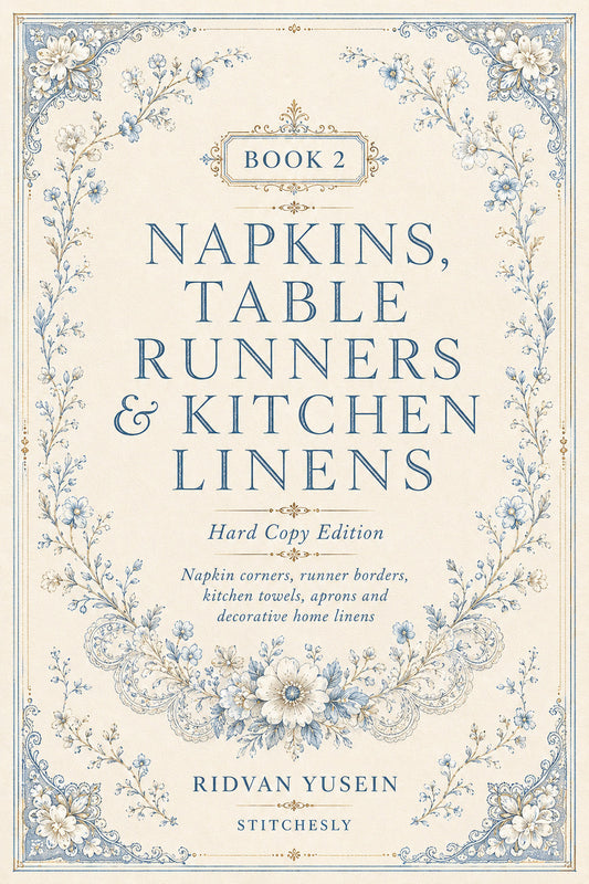 Book 9 Napkins Table Runners And Kitchen Linens 2 Book 02 from Napkins, Table Runners & Kitchen Linens Book 2, a digital embroidery design reference for machine embroidery designs, embroidery patterns and border and edge embroidery.