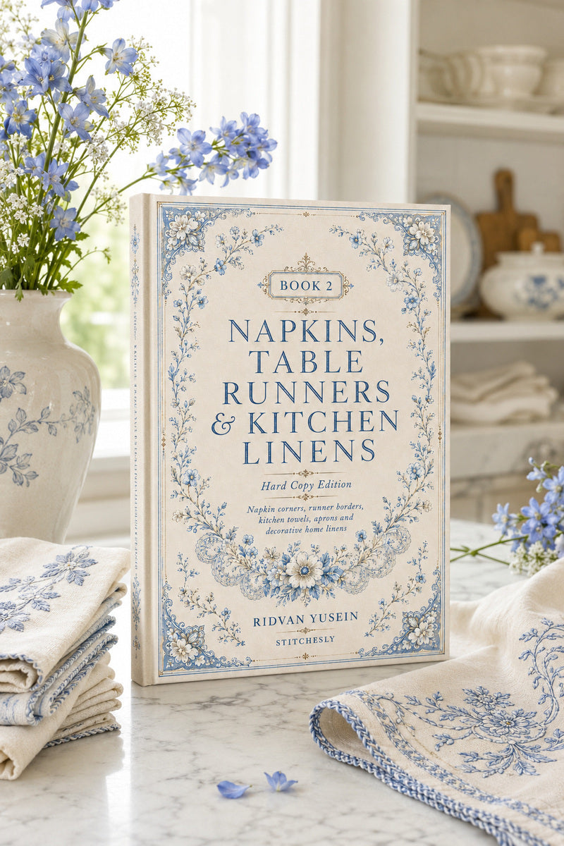 Book 9 Napkins Table Runners And Kitchen Linens 2 Book 03 from Napkins, Table Runners & Kitchen Linens Book 2, a digital embroidery design reference for machine embroidery designs, embroidery patterns and border and edge embroidery.