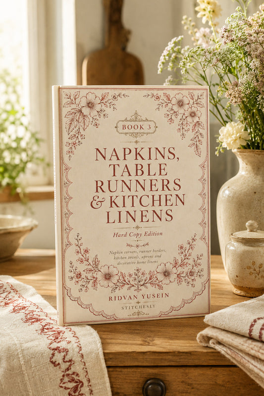 Book 9 Napkins Table Runners And Kitchen Linens 3 Book 02 from Napkins, Table Runners & Kitchen Linens Book 3, a digital embroidery design reference for machine embroidery designs, embroidery patterns and border and edge embroidery.