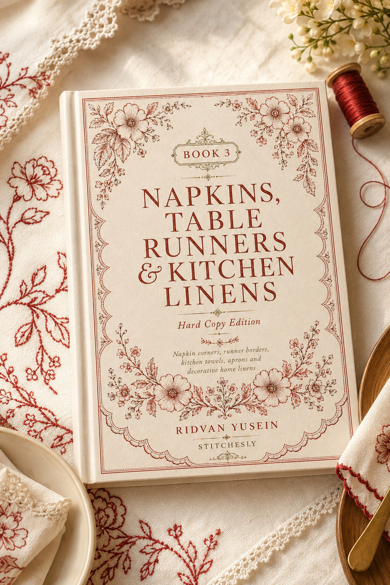 Book 9 Napkins Table Runners And Kitchen Linens 3 Book from Napkins, Table Runners & Kitchen Linens Book 3, a digital embroidery design reference for machine embroidery designs, embroidery patterns and border and edge embroidery.