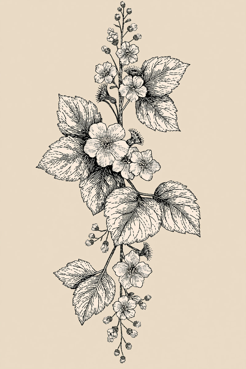 Botanical Blouse Placket Design 02 from Neckline & Collar Embroidery Designs Book 3, a digital embroidery design reference for machine embroidery designs, embroidery patterns and garment placement ideas.