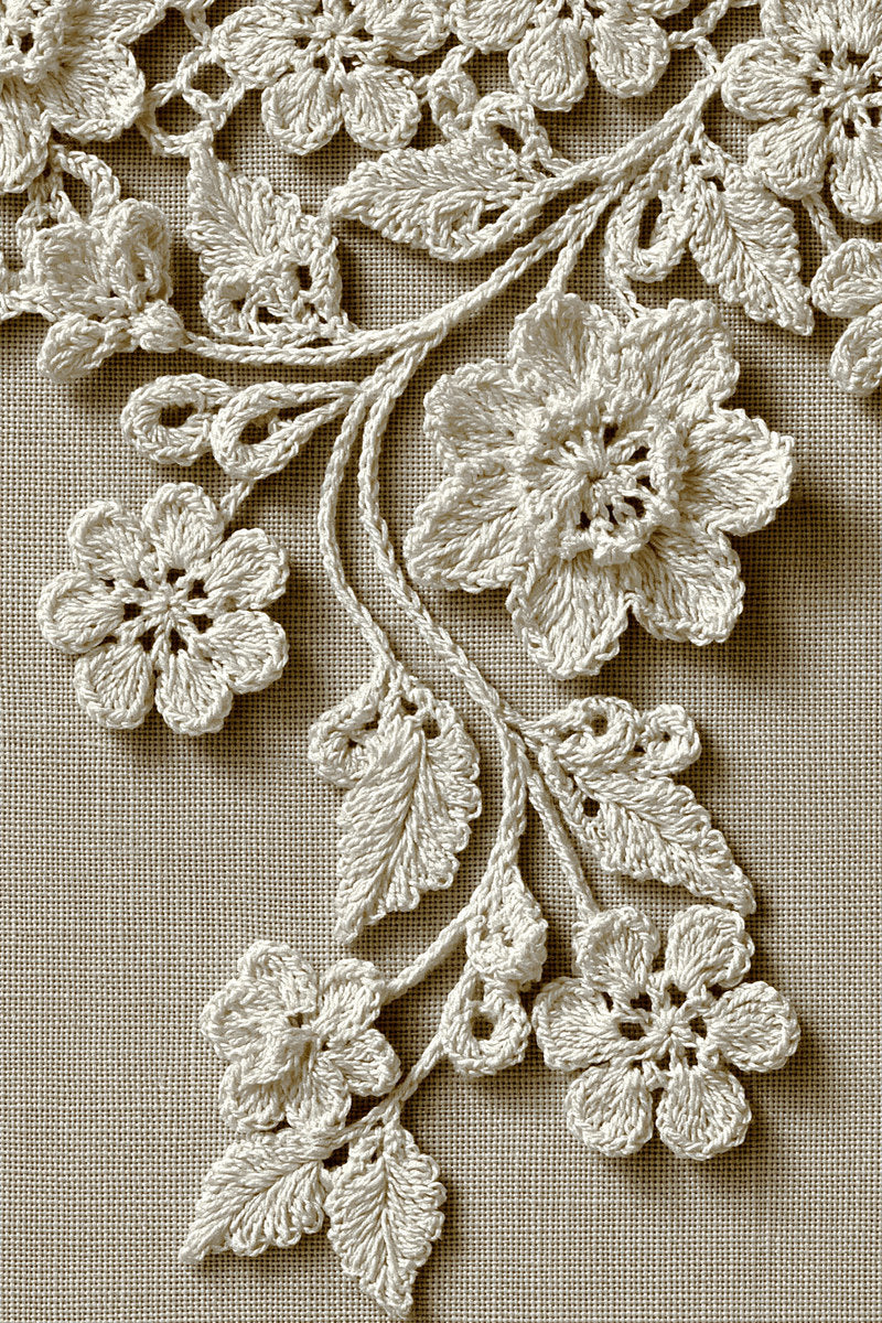 Botanical Crochet Garland Border from Crochet Lace Borders & Edgings Book 1, a digital embroidery design reference for machine embroidery designs, embroidery patterns and border and edge embroidery.